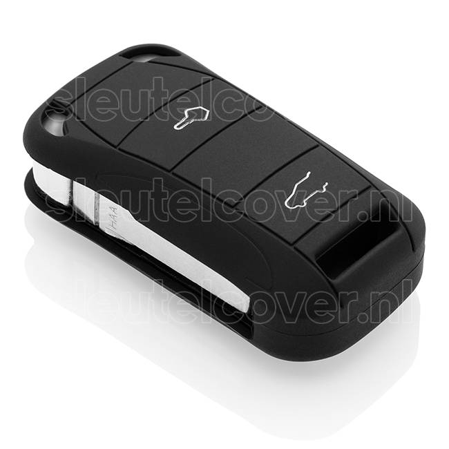 Autosleutel Hoesje geschikt voor Porsche - SleutelCover - Silicone Autosleutel Cover - Sleutelhoesje Zwart