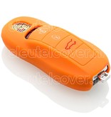 Autosleutel Hoesje geschikt voor Porsche - SleutelCover - Silicone Autosleutel Cover - Sleutelhoesje Oranje