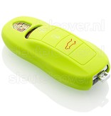 Autosleutel Hoesje geschikt voor Porsche - SleutelCover - Silicone Autosleutel Cover - Sleutelhoesje Lime groen