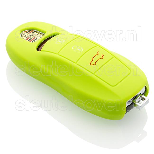 Autosleutel Hoesje geschikt voor Porsche - SleutelCover - Silicone Autosleutel Cover - Sleutelhoesje Lime groen