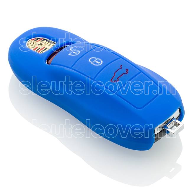 Autosleutel Hoesje geschikt voor Porsche - SleutelCover - Silicone Autosleutel Cover - Sleutelhoesje Blauw