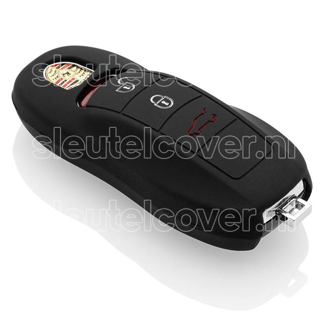 Autosleutel Hoesje geschikt voor Porsche - SleutelCover - Silicone Autosleutel Cover - Sleutelhoesje Zwart