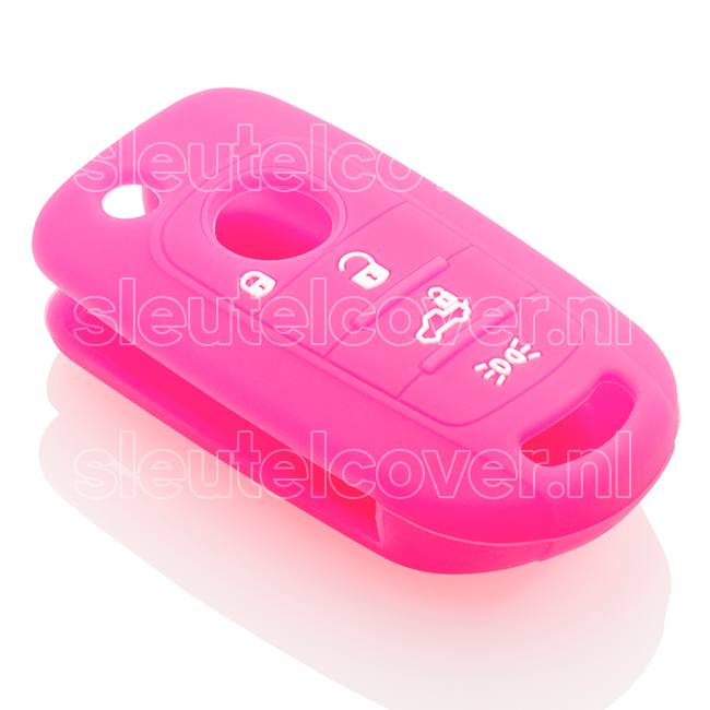 Autosleutel Hoesje geschikt voor Fiat - SleutelCover - Silicone Autosleutel Cover - Sleutelhoesje Fel / Fluor / Neon Roze