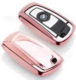 Autosleutel Hoesje geschikt voor BMW - SleutelCover - TPU Autosleutel Cover - Sleutelhoesje Rose Goud Hoogglans