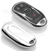 Autosleutel Hoesje geschikt voor Opel - SleutelCover - TPU Autosleutel Cover - Sleutelhoesje Chrome / Hoogglans Zilver