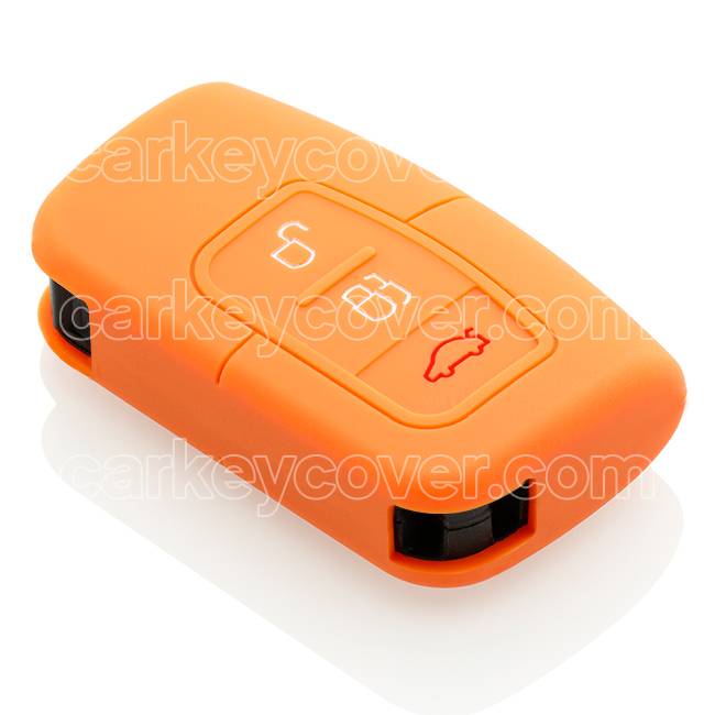 Autosleutel Hoesje geschikt voor Ford - SleutelCover - Silicone Autosleutel Cover - Sleutelhoesje Oranje