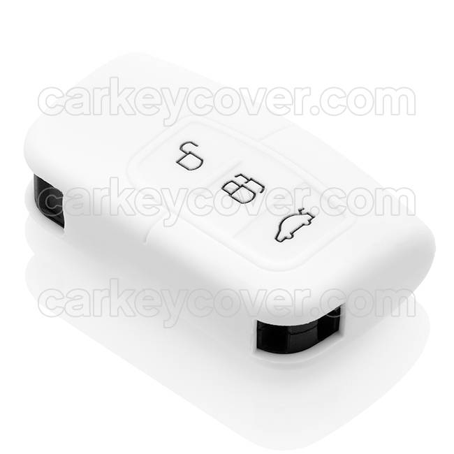 Autosleutel Hoesje geschikt voor Ford - SleutelCover - Silicone Autosleutel Cover - Sleutelhoesje Wit