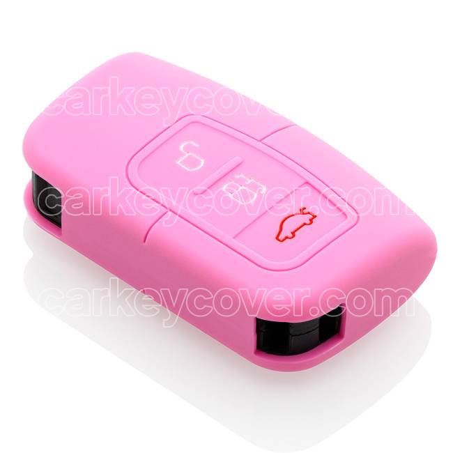 Autosleutel Hoesje geschikt voor Ford - SleutelCover - Silicone Autosleutel Cover - Sleutelhoesje Roze