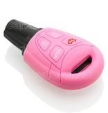 Autosleutel Hoesje geschikt voor Saab - SleutelCover - Silicone Autosleutel Cover - Sleutelhoesje Roze