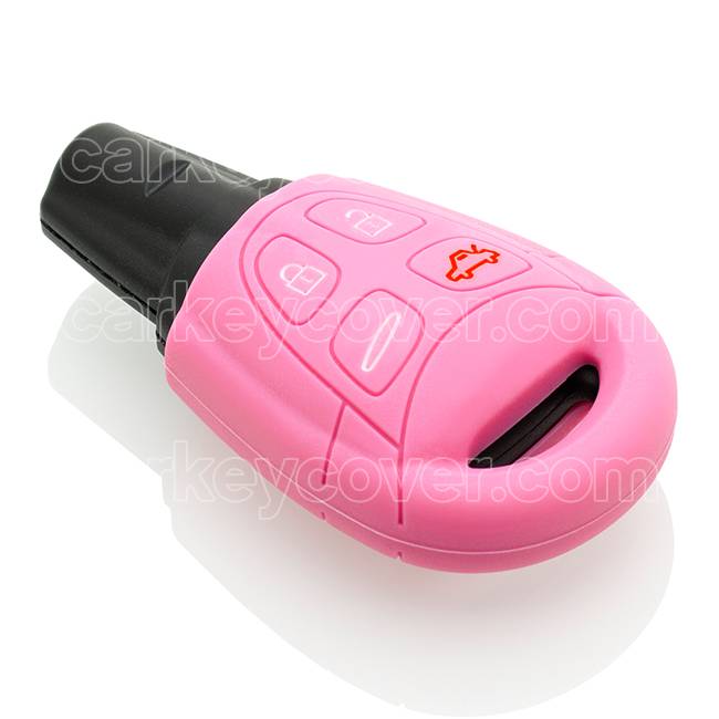 Autosleutel Hoesje geschikt voor Saab - SleutelCover - Silicone Autosleutel Cover - Sleutelhoesje Roze