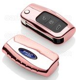 Autosleutel Hoesje geschikt voor Ford - SleutelCover - TPU Autosleutel Cover - Sleutelhoesje Rose Goud Hoogglans