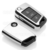 Autosleutel Hoesje geschikt voor Volkswagen / VW - SleutelCover - TPU Autosleutel Cover - Sleutelhoesje Chrome / Hoogglans Zilver