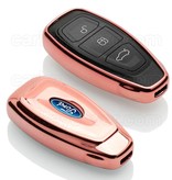Autosleutel Hoesje geschikt voor Ford - SleutelCover - TPU Autosleutel Cover - Sleutelhoesje Rose Goud Hoogglans