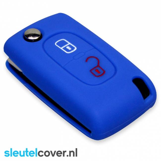 Autosleutel Hoesje geschikt voor Citroën - SleutelCover - Silicone Autosleutel Cover - Sleutelhoesje Blauw