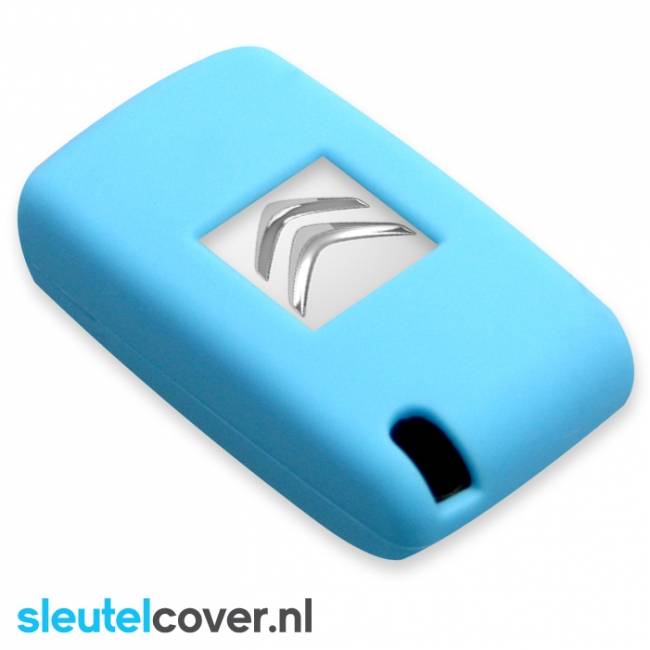 Autosleutel Hoesje geschikt voor Citroën - SleutelCover - Silicone Autosleutel Cover - Sleutelhoesje Lichtblauw