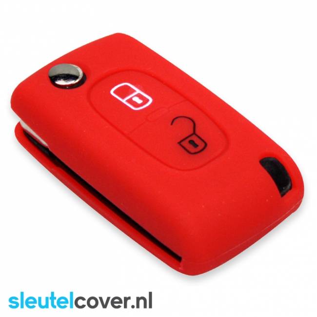 Autosleutel Hoesje geschikt voor Citroën - SleutelCover - Silicone Autosleutel Cover - Sleutelhoesje Rood