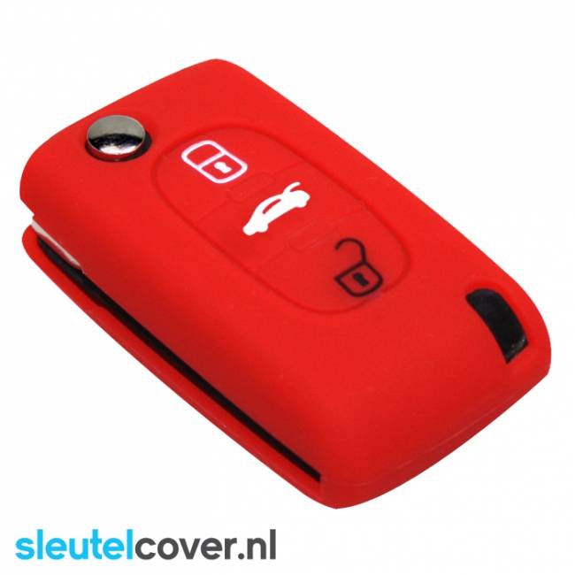 Autosleutel Hoesje geschikt voor Citroën - SleutelCover - Silicone Autosleutel Cover - Sleutelhoesje Rood