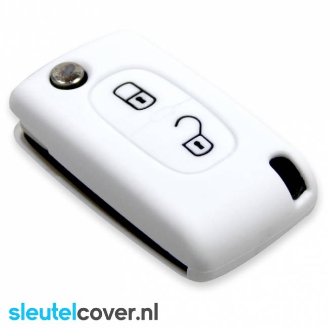 Autosleutel Hoesje geschikt voor Citroën - SleutelCover - Silicone Autosleutel Cover - Sleutelhoesje Wit