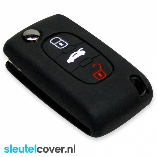 Autosleutel Hoesje geschikt voor Citroën - SleutelCover - Silicone Autosleutel Cover - Sleutelhoesje Zwart