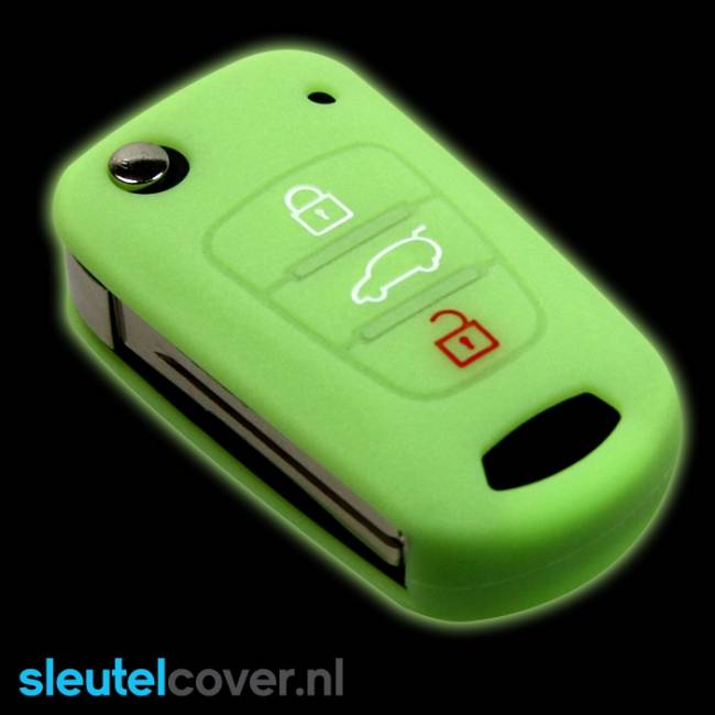 Autosleutel Hoesje geschikt voor Hyundai - SleutelCover - Silicone Autosleutel Cover - Sleutelhoesje Glow in the dark / Lichtgevend