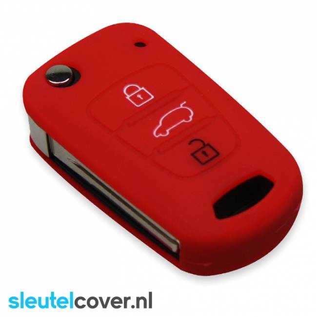 Autosleutel Hoesje geschikt voor Hyundai - SleutelCover - Silicone Autosleutel Cover - Sleutelhoesje Rood