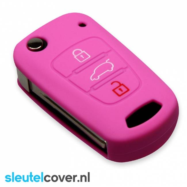 Autosleutel Hoesje geschikt voor Hyundai - SleutelCover - Silicone Autosleutel Cover - Sleutelhoesje Roze