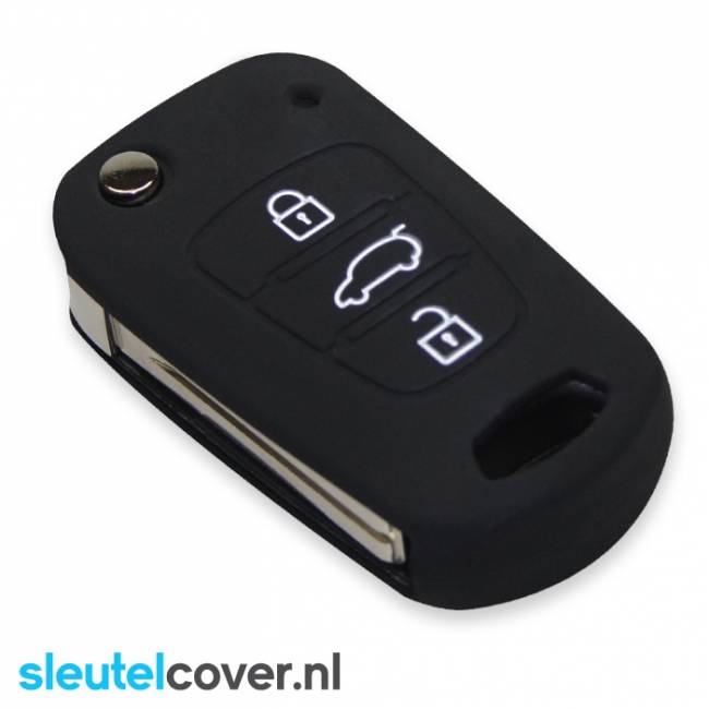 Autosleutel Hoesje geschikt voor Hyundai - SleutelCover - Silicone Autosleutel Cover - Sleutelhoesje Zwart