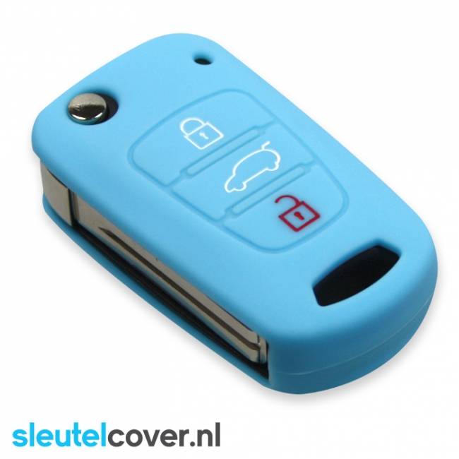 Autosleutel Hoesje geschikt voor Kia - SleutelCover - Silicone Autosleutel Cover - Sleutelhoesje Lichtblauw