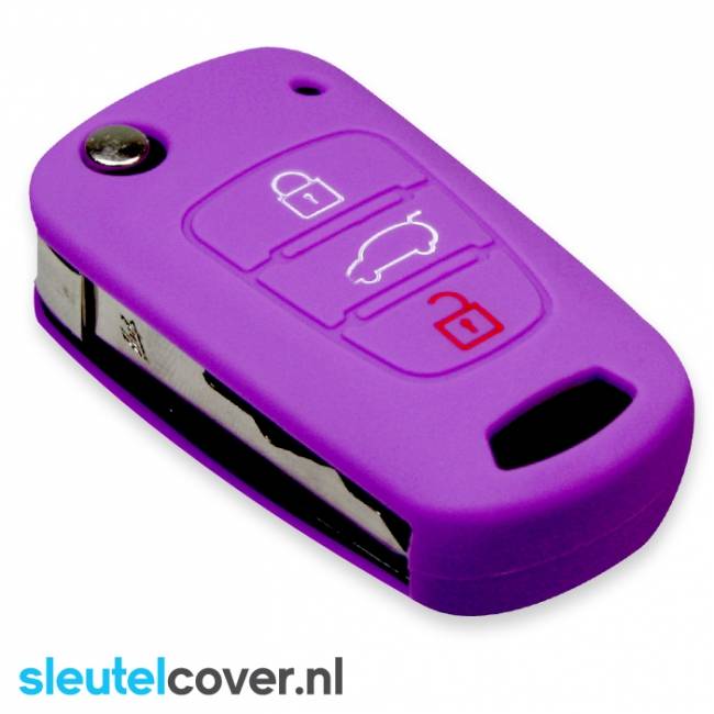 Autosleutel Hoesje geschikt voor Kia - SleutelCover - Silicone Autosleutel Cover - Sleutelhoesje Paars