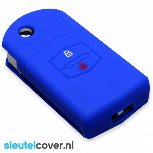 Autosleutel Hoesje geschikt voor Mazda - SleutelCover - Silicone Autosleutel Cover - Sleutelhoesje Blauw