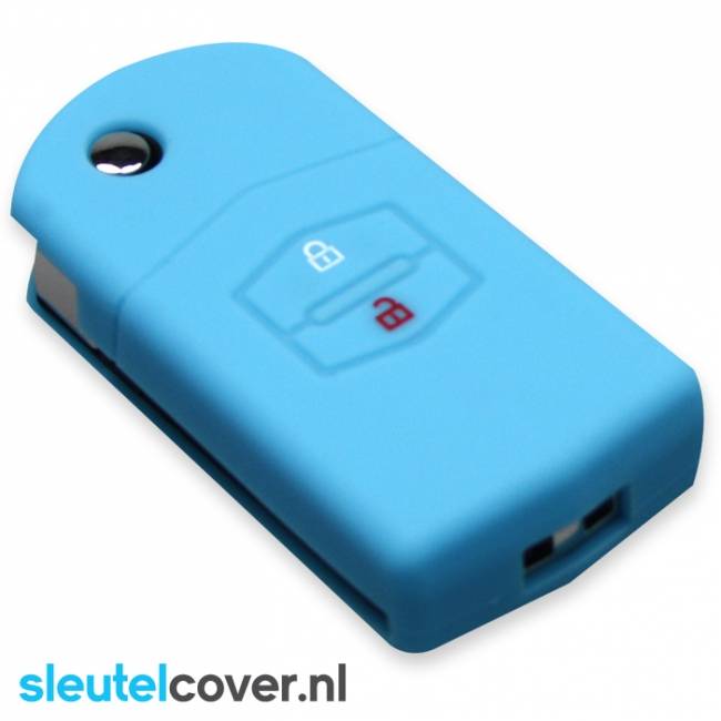 Autosleutel Hoesje geschikt voor Mazda - SleutelCover - Silicone Autosleutel Cover - Sleutelhoesje Lichtblauw