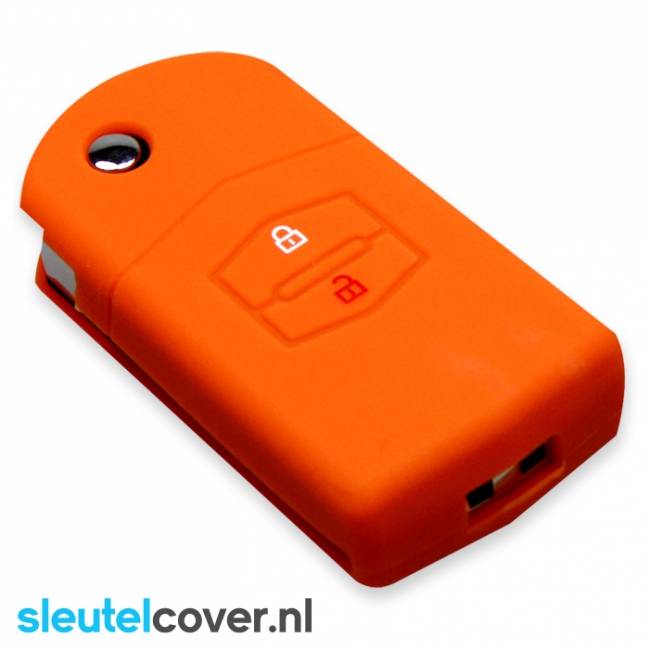 Autosleutel Hoesje geschikt voor Mazda - SleutelCover - Silicone Autosleutel Cover - Sleutelhoesje Oranje