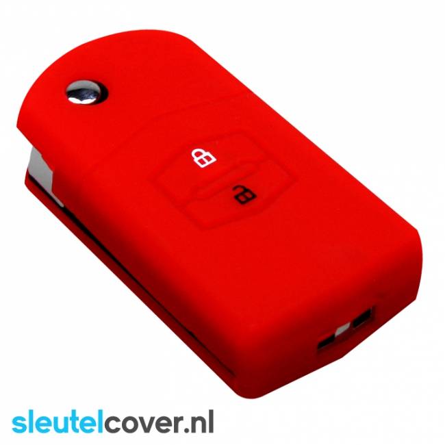 Autosleutel Hoesje geschikt voor Mazda - SleutelCover - Silicone Autosleutel Cover - Sleutelhoesje Rood