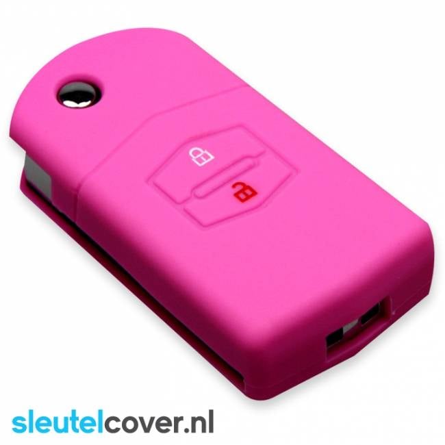 Autosleutel Hoesje geschikt voor Mazda - SleutelCover - Silicone Autosleutel Cover - Sleutelhoesje Roze