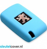 Autosleutel Hoesje geschikt voor Peugeot - SleutelCover - Silicone Autosleutel Cover - Sleutelhoesje Lichtblauw