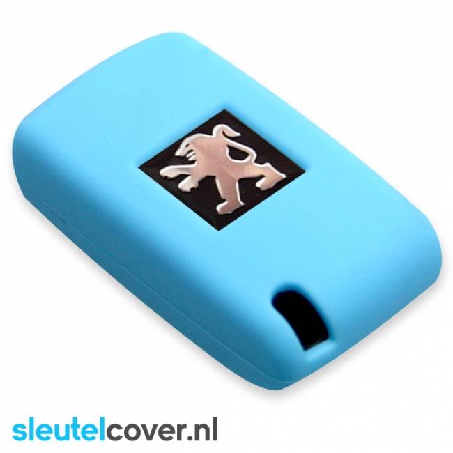 Autosleutel Hoesje geschikt voor Peugeot - SleutelCover - Silicone Autosleutel Cover - Sleutelhoesje Lichtblauw