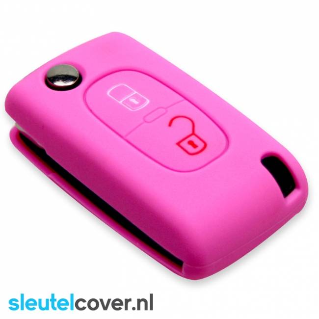 Autosleutel Hoesje geschikt voor Peugeot - SleutelCover - Silicone Autosleutel Cover - Sleutelhoesje Roze