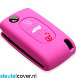 Autosleutel Hoesje geschikt voor Peugeot - SleutelCover - Silicone Autosleutel Cover - Sleutelhoesje Roze