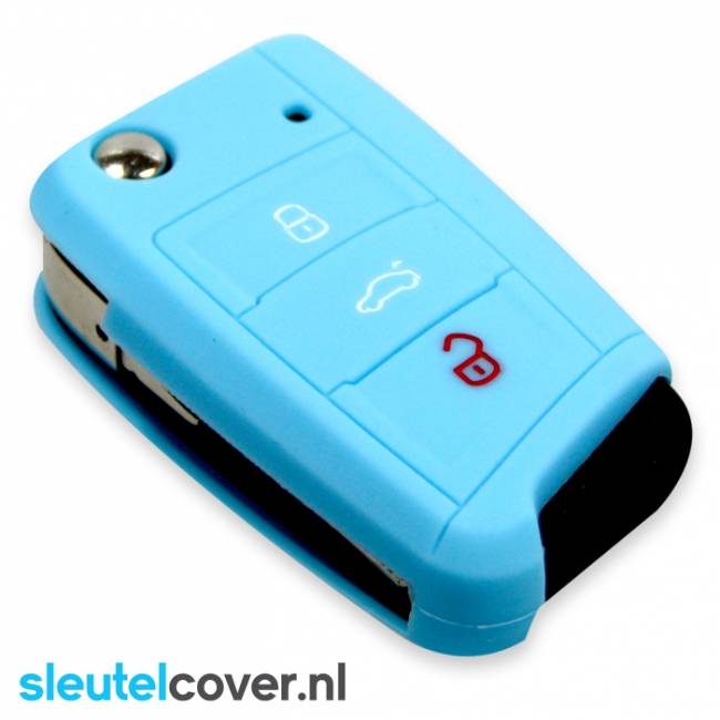 Autosleutel Hoesje geschikt voor Seat - SleutelCover - Silicone Autosleutel Cover - Sleutelhoesje Lichtblauw