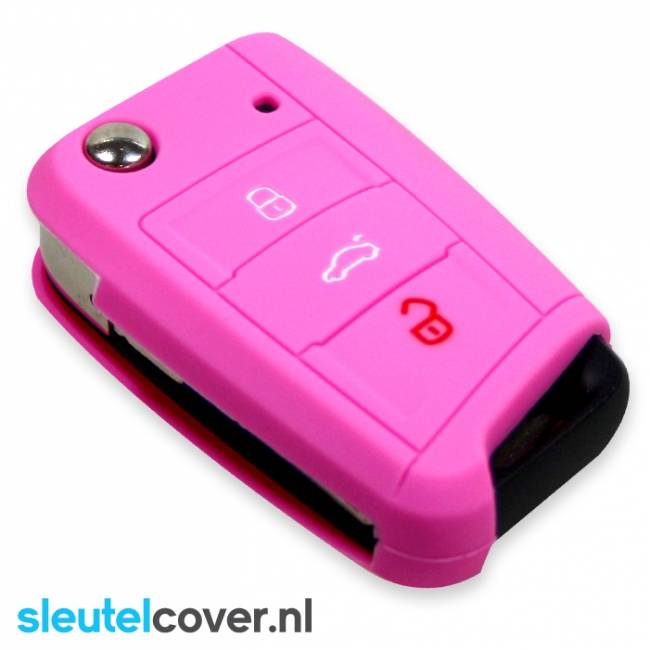 Autosleutel Hoesje geschikt voor Seat - SleutelCover - Silicone Autosleutel Cover - Sleutelhoesje Roze