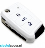 Autosleutel Hoesje geschikt voor Seat - SleutelCover - Silicone Autosleutel Cover - Sleutelhoesje Wit