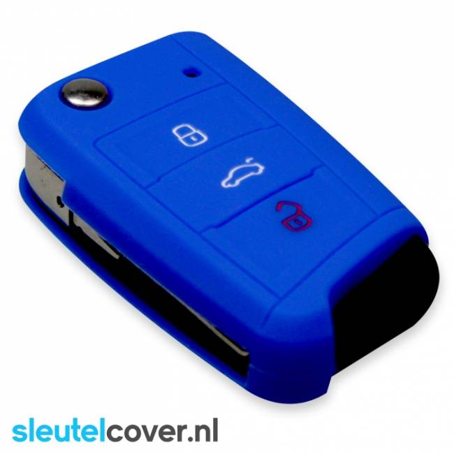 Autosleutel Hoesje geschikt voor Skoda - SleutelCover - Silicone Autosleutel Cover - Sleutelhoesje Blauw