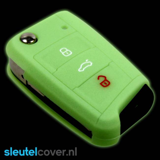 Autosleutel Hoesje geschikt voor Skoda - SleutelCover - Silicone Autosleutel Cover - Sleutelhoesje Glow in the dark / Lichtgevend