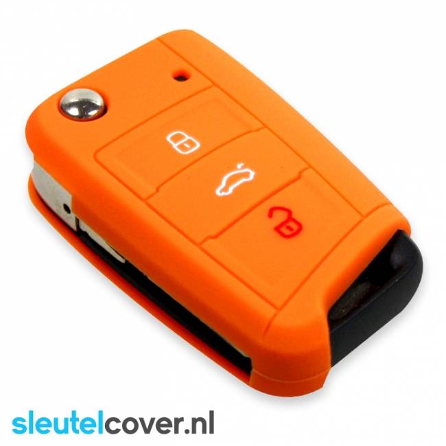 Autosleutel Hoesje geschikt voor Skoda - SleutelCover - Silicone Autosleutel Cover - Sleutelhoesje Oranje