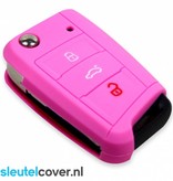 Autosleutel Hoesje geschikt voor Skoda - SleutelCover - Silicone Autosleutel Cover - Sleutelhoesje Roze