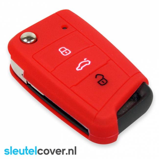 Autosleutel Hoesje geschikt voor Volkswagen / VW - SleutelCover - Silicone Autosleutel Cover - Sleutelhoesje Rood