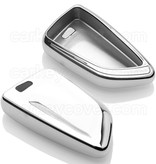 Autosleutel Hoesje geschikt voor BMW - SleutelCover - TPU Autosleutel Cover - Sleutelhoesje Chrome / Hoogglans Zilver