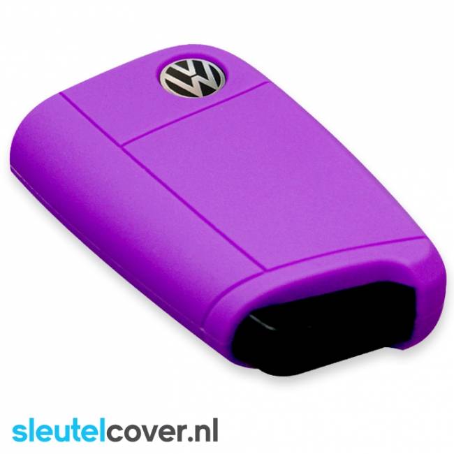 Autosleutel Hoesje geschikt voor Volkswagen / VW - SleutelCover - Silicone Autosleutel Cover - Sleutelhoesje Paars