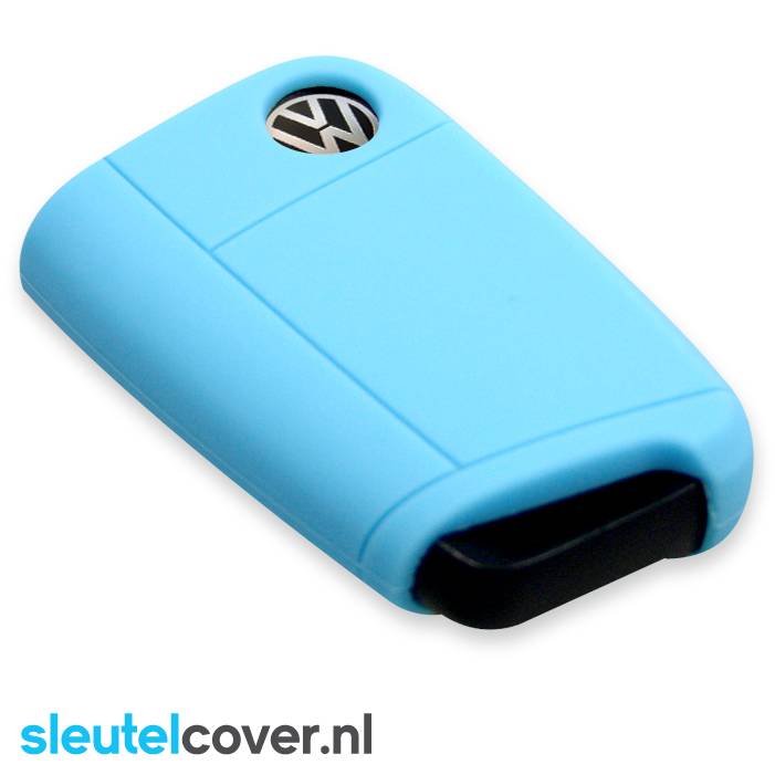 Autosleutel Hoesje geschikt voor Volkswagen / VW - SleutelCover - Silicone Autosleutel Cover - Sleutelhoesje Lichtblauw