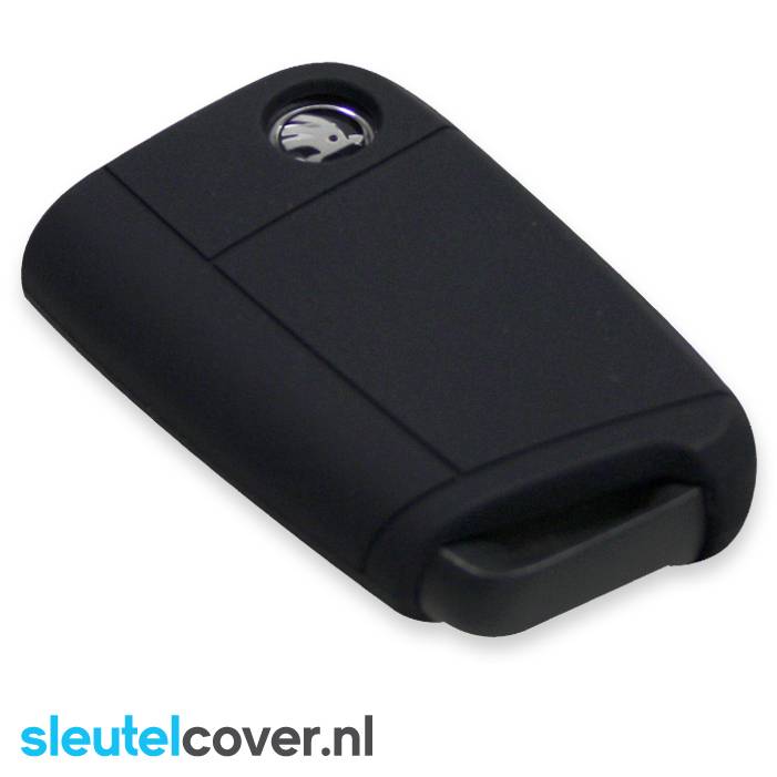 Autosleutel Hoesje geschikt voor Skoda - SleutelCover - Silicone Autosleutel Cover - Sleutelhoesje Zwart